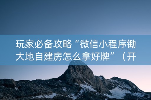 玩家必备攻略“微信小程序锄大地自建房怎么拿好牌”（开挂辅助器插件)