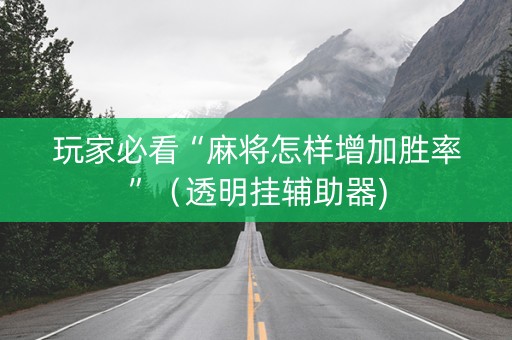 玩家必看“麻将怎样增加胜率”（透明挂辅助器)