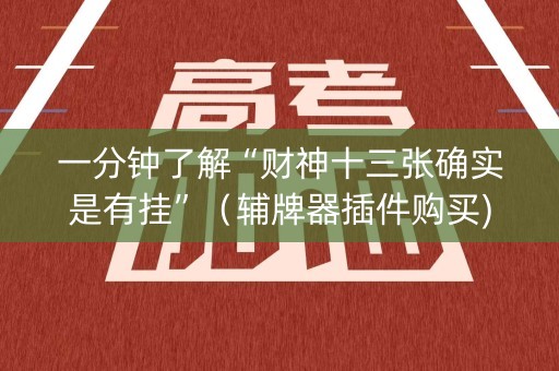 一分钟了解“财神十三张确实是有挂”（辅牌器插件购买)