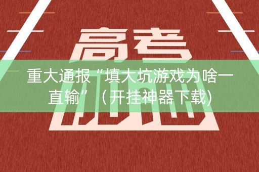 重大通报“填大坑游戏为啥一直输”（开挂神器下载)
