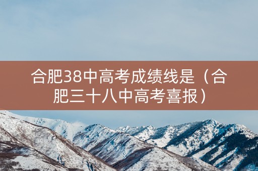 合肥38中高考成绩线是（合肥三十八中高考喜报）