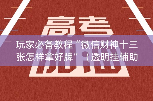 玩家必备教程“微信财神十三张怎样拿好牌”（透明挂辅助器)
