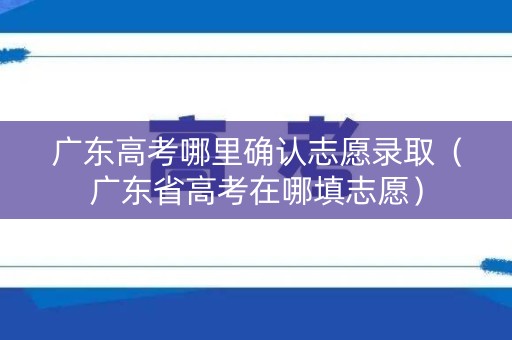 广东高考哪里确认志愿录取（广东省高考在哪填志愿）