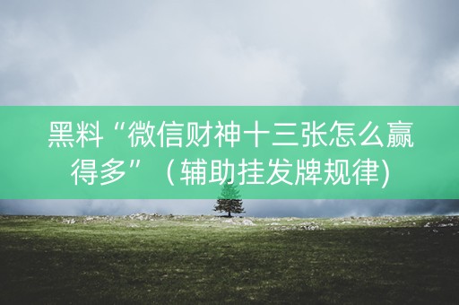 黑料“微信财神十三张怎么赢得多”（辅助挂发牌规律)