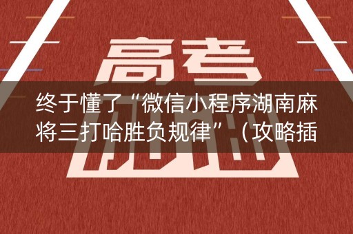 终于懂了“微信小程序湖南麻将三打哈胜负规律”（攻略插件)