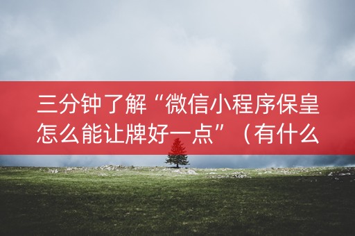 三分钟了解“微信小程序保皇怎么能让牌好一点”（有什么诀窍)