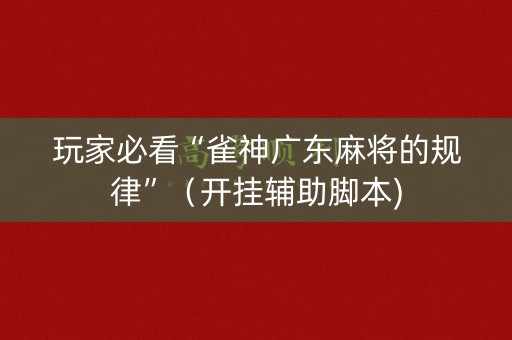 玩家必看“雀神广东麻将的规律”（开挂辅助脚本)
