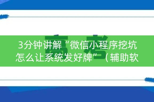 3分钟讲解“微信小程序挖坑怎么让系统发好牌”（辅助软件)