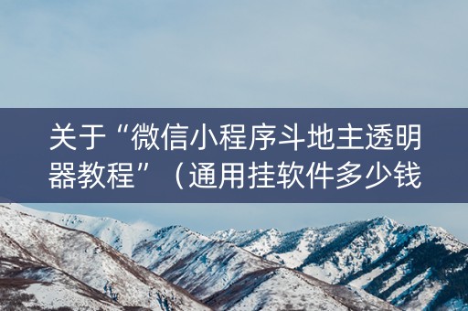 关于“微信小程序斗地主透明器教程”（通用挂软件多少钱)