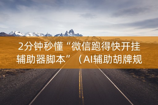 2分钟秒懂“微信跑得快开挂辅助器脚本”（AI辅助胡牌规则)