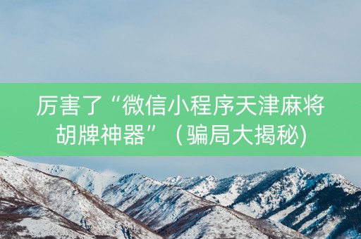 厉害了“微信小程序天津麻将胡牌神器”（骗局大揭秘)