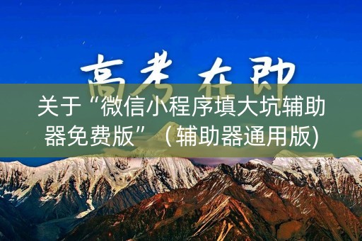 关于“微信小程序填大坑辅助器免费版”（辅助器通用版)