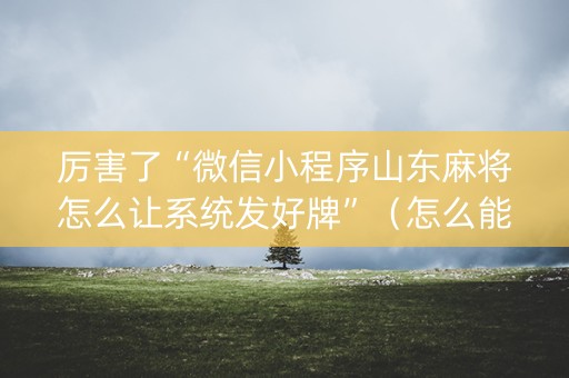 厉害了“微信小程序山东麻将怎么让系统发好牌”（怎么能让牌好一点)