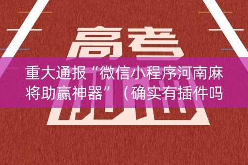重大通报“微信小程序河南麻将助赢神器”（确实有插件吗)