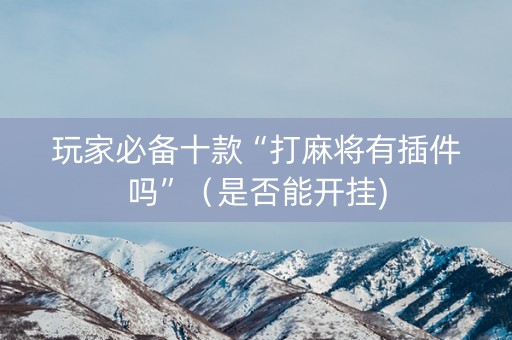 玩家必备十款“打麻将有插件吗”（是否能开挂)
