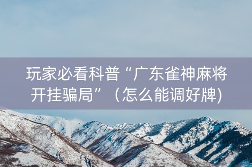 玩家必看科普“广东雀神麻将开挂骗局”（怎么能调好牌)