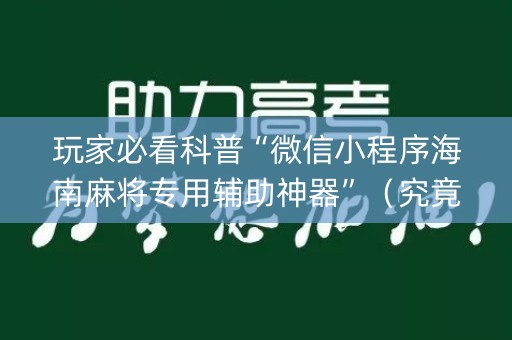 玩家必看科普“微信小程序海南麻将专用辅助神器”（究竟是不是有挂)