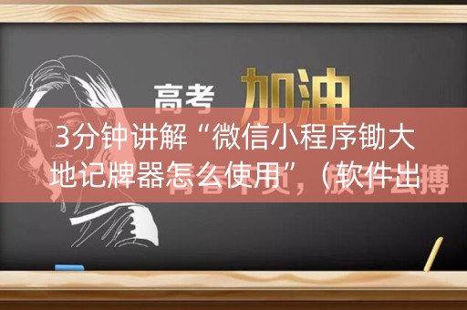 3分钟讲解“微信小程序锄大地记牌器怎么使用”（软件出售)