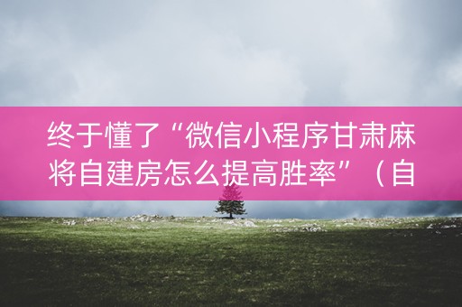 终于懂了“微信小程序甘肃麻将自建房怎么提高胜率”（自建房怎么拿好牌)
