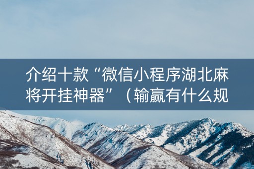 介绍十款“微信小程序湖北麻将开挂神器”（输赢有什么规律)