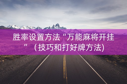 胜率设置方法“万能麻将开挂”（技巧和打好牌方法)