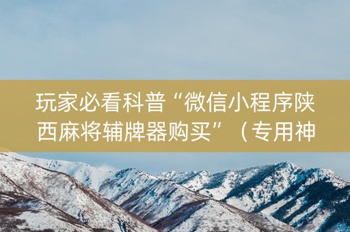 玩家必看科普“微信小程序陕西麻将辅牌器购买”（专用神器下载)