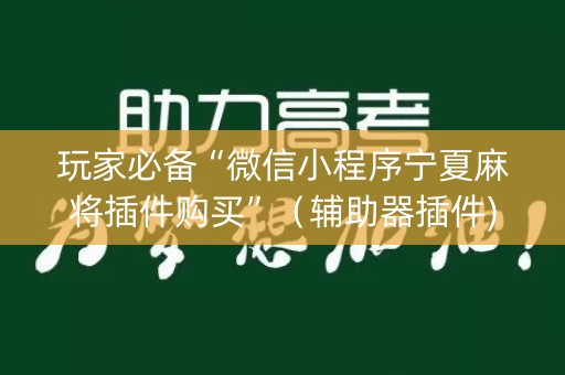 玩家必备“微信小程序宁夏麻将插件购买”（辅助器插件)