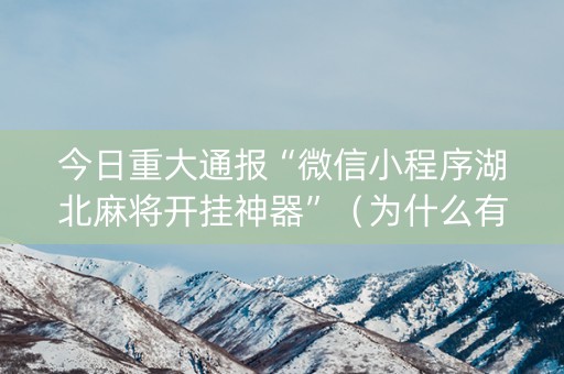 今日重大通报“微信小程序湖北麻将开挂神器”（为什么有人一直赢)