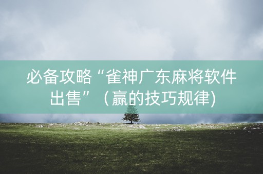 必备攻略“雀神广东麻将软件出售”（赢的技巧规律)