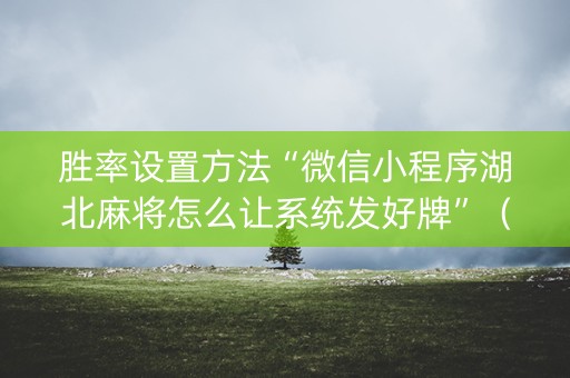 胜率设置方法“微信小程序湖北麻将怎么让系统发好牌”（必赢神器免费安装)