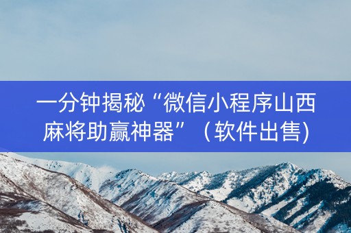 一分钟揭秘“微信小程序山西麻将助赢神器”（软件出售)