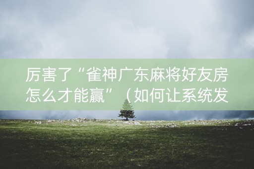 厉害了“雀神广东麻将好友房怎么才能赢”（如何让系统发好牌)