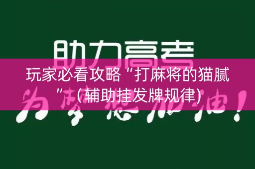 玩家必看攻略“打麻将的猫腻”（辅助挂发牌规律)