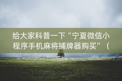给大家科普一下“宁夏微信小程序手机麻将铺牌器购买”（攻略插件)