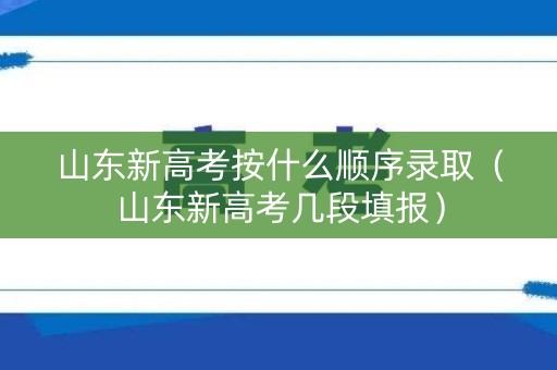 山东新高考按什么顺序录取（山东新高考几段填报）
