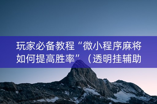 玩家必备教程“微小程序麻将如何提高胜率”（透明挂辅助器)