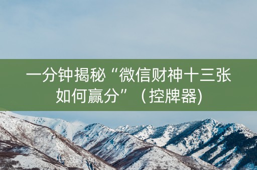 一分钟揭秘“微信财神十三张如何赢分”（控牌器)