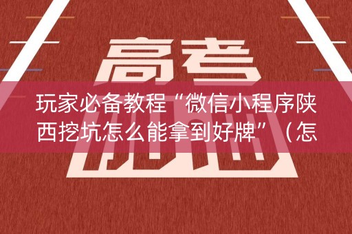 玩家必备教程“微信小程序陕西挖坑怎么能拿到好牌”（怎么设置才能赢)