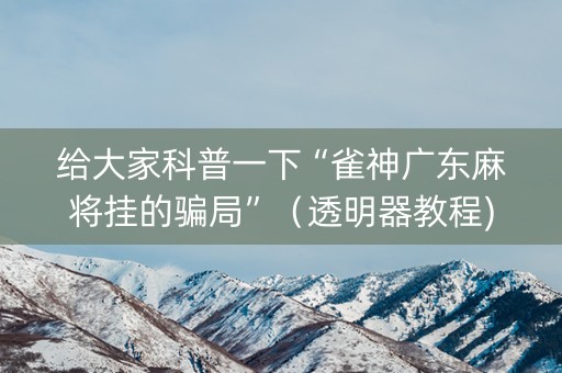 给大家科普一下“雀神广东麻将挂的骗局”（透明器教程)