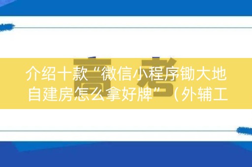 介绍十款“微信小程序锄大地自建房怎么拿好牌”（外辅工具)
