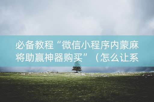 必备教程“微信小程序内蒙麻将助赢神器购买”（怎么让系统给自己好牌)