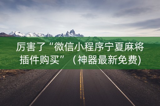 厉害了“微信小程序宁夏麻将插件购买”（神器最新免费)