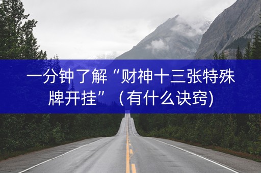 一分钟了解“财神十三张特殊牌开挂”（有什么诀窍)