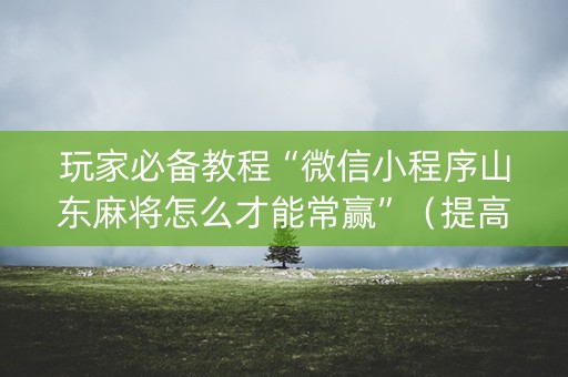 玩家必备教程“微信小程序山东麻将怎么才能常赢”（提高胜率技巧)
