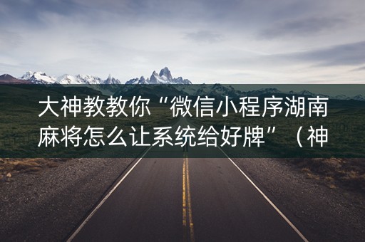 大神教教你“微信小程序湖南麻将怎么让系统给好牌”（神器通用版)