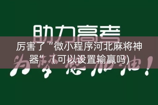 厉害了“微小程序河北麻将神器”（可以设置输赢吗)