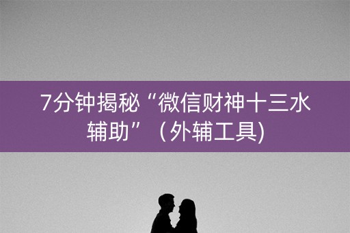 7分钟揭秘“微信财神十三水辅助”（外辅工具)
