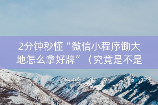 2分钟秒懂“微信小程序锄大地怎么拿好牌”（究竟是不是有挂)