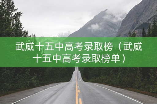 武威十五中高考录取榜（武威十五中高考录取榜单）