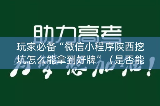 玩家必备“微信小程序陕西挖坑怎么能拿到好牌”（是否能开挂)